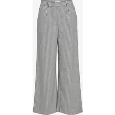 Object Wide Leg Tailored Trousers - Navy/White Stripe