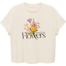 Mango Cotton T-Shirt With Printed Message - Beige