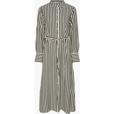 Y.A.S Tie Waist Maxi Shirt Dress - Black/Cream Stripe