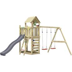 Legetårn Jungle Gym Safari legetårn m/grå rutsjebane & gynger