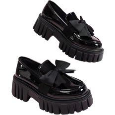 Shein Chunky Sole Slip-On Loafers - Glossy Leather