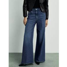 Mango Jean Wideleg Taille Haute - Bleu Foncé