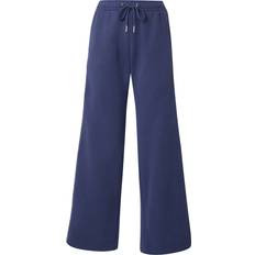 Abercrombie & Fitch Women Trousers & Shorts Abercrombie & Fitch Essential Mid Rise Wide Leg Motif Detail Jogger Indigo Blue
