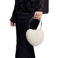 True Decadence Embellished Heart Clutch Bag - White