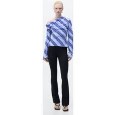L Blouses Mango Asymmetrical Striped Blouse - Sky Blue