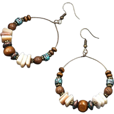Shein pcs Style Handmade Alloy Beaded Earrings With And Wood Beads Hoop Earrings For Women Party