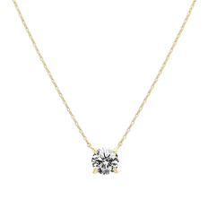 14K Gold Plated Swarovski Crystal Solitaire 1.5 Carat 7.3mm CZ Dainty Choker Necklace Yellow Gold Ne