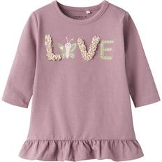 Lilla Skjorter Børnetøj Name It Bluser & T-shirts NBFBASSA - Beige/Lysegrøn/Lysviolet