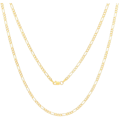 Nuragold 10k yellow gold 2.5mm figaro italian chain link necklace mens women 16"-26"