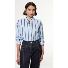 Karen Millen Shirts Karen Millen Stripe Cotton Oversize Tailored Essential Shirt - Pale Blue