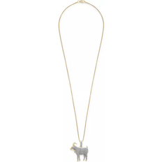 Macy's Diamond Goat Pendant Necklace 1/2 ct. t.w. in 14k Gold-Plated Sterling Silver, 22" Gold Over Silver 22 inch