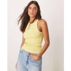 Dame - Gul Toppe Calvin Klein Jeans Slim Ribbed Monogram Tank Top - Green