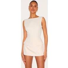 Women Jumpsuits & Overalls PrettyLittleThing Almond Woven Pocket Detail Sleeveless Skort Playsuit - Almond