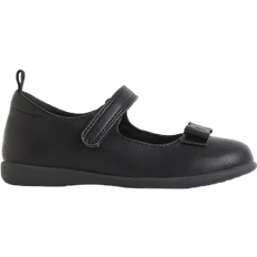 Girls Black Bow-detail school ballet pumps
