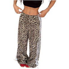 Shein Women Casual Leopard Print Side Bow Tie Pants