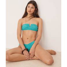Turquoise Swimwear Stradivarius Crochet Bandeau Bikini Top - Blue
