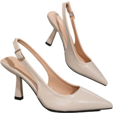 Shein Womens Summer Slingback Sandals Pointed Toe Low Heel Korean Style Plaid Pattern Thick Heel French Mouth Closed Toe Elegant Fashion Flats