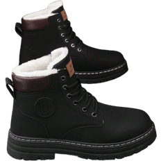 Faux Leather - Men Ankle Boots Shein High-Top Casual Suede Boots - Black Fluffy