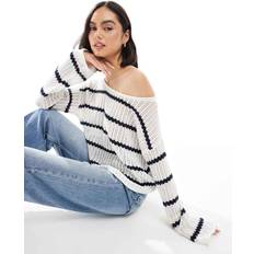 Hollister Crochet Style Sweater - Navy Stripe