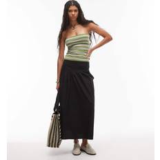 Topshop Poplin Full Skirt With Curved Dropped Waistband - Black