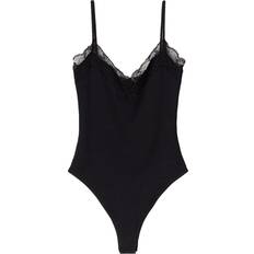 Bershka Undertøj Bershka Shirtbody Med Blonder - Sort