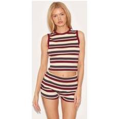 Red vest top PrettyLittleThing Striped Rib Long Vest Top - Red