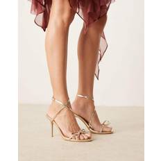 Glamorous Bow Heeled Sandals - Gold