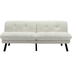 Mainstays Camden Cozy Futon Cream Boucle Fabric - Beige Sofa 34" 2 Seater