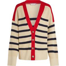 Tommy Hilfiger Bomuld Trøjer Tommy Hilfiger Cardigan - Beige/Marin/Rød