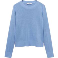 Knitted Sweaters - Linen Jumpers Mango Linen Blend Knitted Sweater - Sky Blue