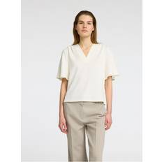 Tencel Bluser Selected Femme Top SlfTenny SS V-neck Top - Hvid