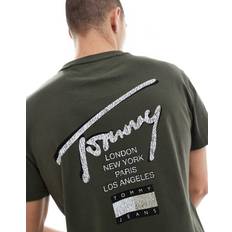 Tommy Jeans Regular Signature Back Print T-Shirt - Olive Green/White