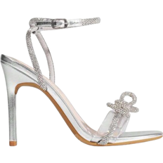 Shein Women Bowknots Crystal Heeled Sandals Fashion Square Toe Rhinestone Decor Ankle Strap Heels For SweetMeetsSassy Styles For Party Wedding Prom