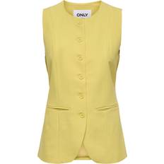 Recycled Materials Suits Only High Neck Waistcoat In Butter - Citron