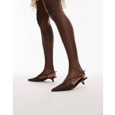 Mango Sko Mango Brune Spidse Sko Med Kitten-Hæl - Satin