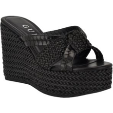 Guess Heeled Sandals Guess Eveh Knotted Jute Wrapped Platform Wedge Sandals - Black