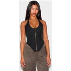 Black Corsets PrettyLittleThing Boned Dip Hem Corset - Black