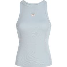 Calvin Klein Dam Linnen Calvin Klein Slim Ribbed Cotton Tank Top - Blue