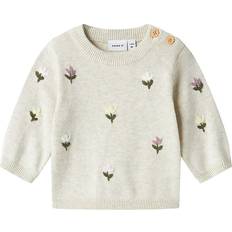 3-6M Bluser & Tunikaer Børnetøj Name It Strik Bluse Peyote Melange Faflow - Ecru/Lysegul/Oliven/Lavendel