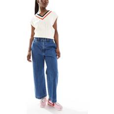 Polo Ralph Lauren Dame Jeans Polo Ralph Lauren Cropped Jeans Med Høj Talje Og Vide Ben - Blå