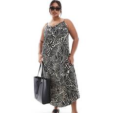 Only Carmakoma Curve Cami Slip Dress - Black Palm Print