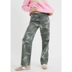 Green Jeans River Island Relaxed Straight Jean - Washed Camo Print - Green