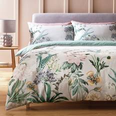 Argos Home Cotton Botanical Floral Bedding Set Double Bed Linen White