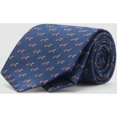 Cravatte Mango Cravatta Seta Di Gelso Stampa Animalier - Blu Marino Scuro