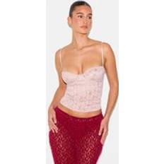 PrettyLittleThing Mushroom Lace Spaghetti Strap Long Corset