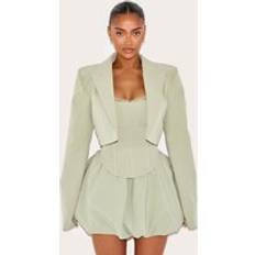 PrettyLittleThing Shape Sage Tailored Cropped Blazer - Sage