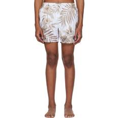 Men - Natural Swimwear BOSS Seasonal Print Swim Shorts - White/Taupe