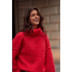 NEXT Dame Sweatere NEXT Chunky Rib High Roll Neck Knitted Jumper - Rød