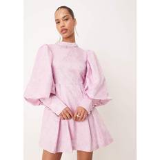 Sister Jane Dream Balloon Sleeve Jewel Jacquard Mini Dress - Lilac Pink/Purple