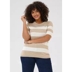 Lizzy Stripe Short Sleeve Jumper - Beige